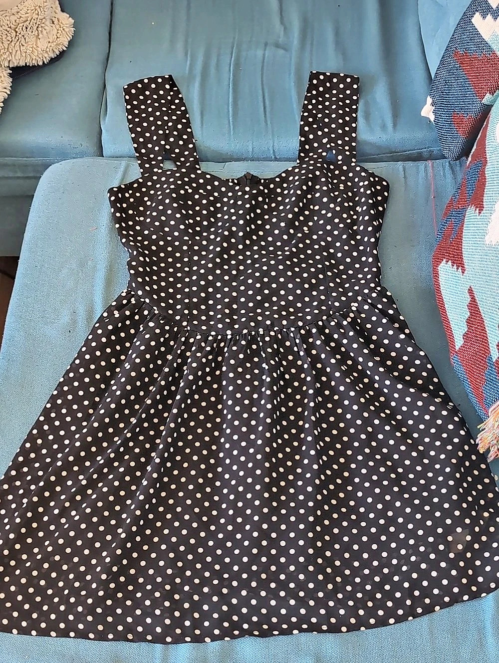 RIHOAS Black Polka Dot Chiffon Mini Dress Black & White Small, NWT